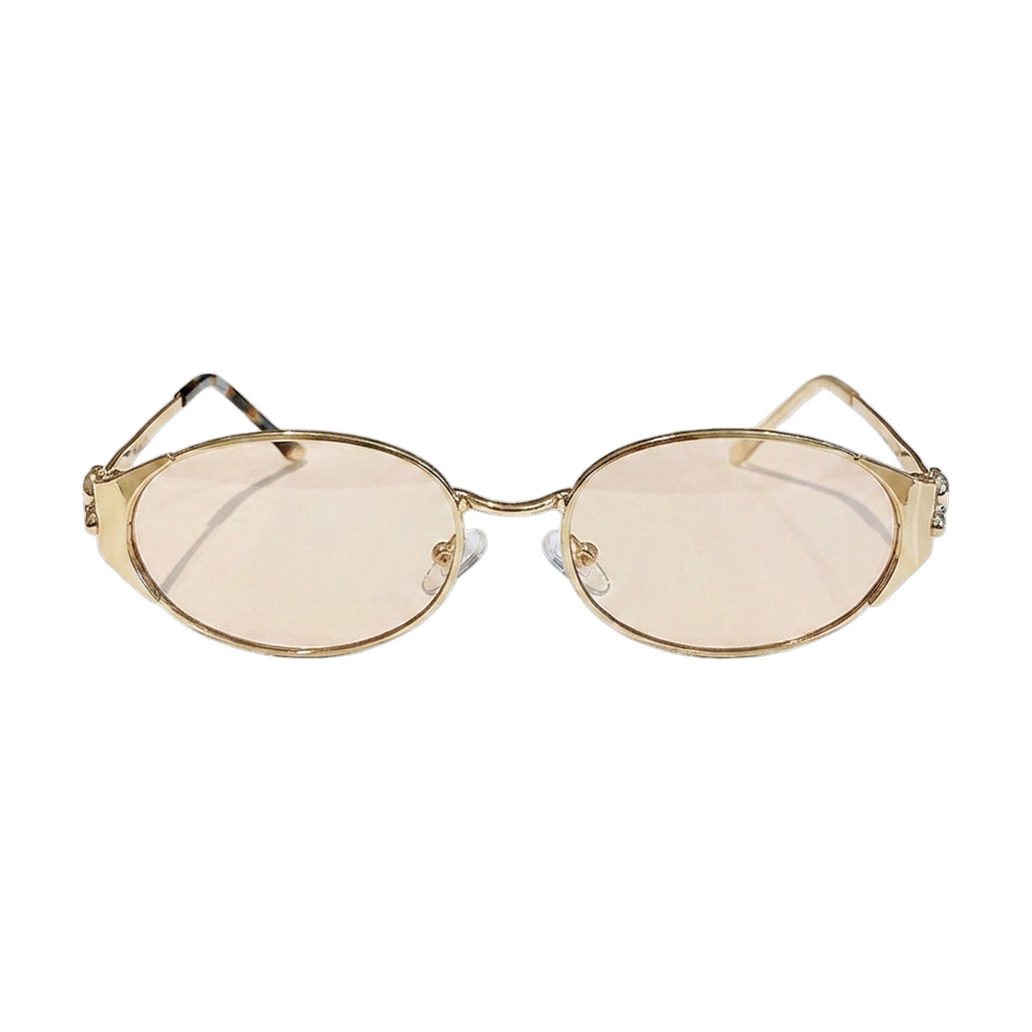 Lenstorm LS755428 Leopard Temple Metal Oval Sunglasses