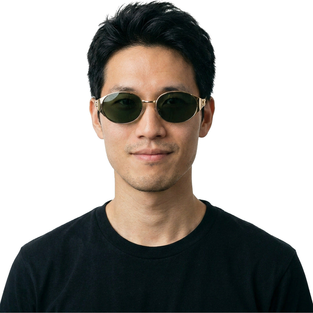 Lenstorm LS755428 Leopard Temple Metal Oval Sunglasses