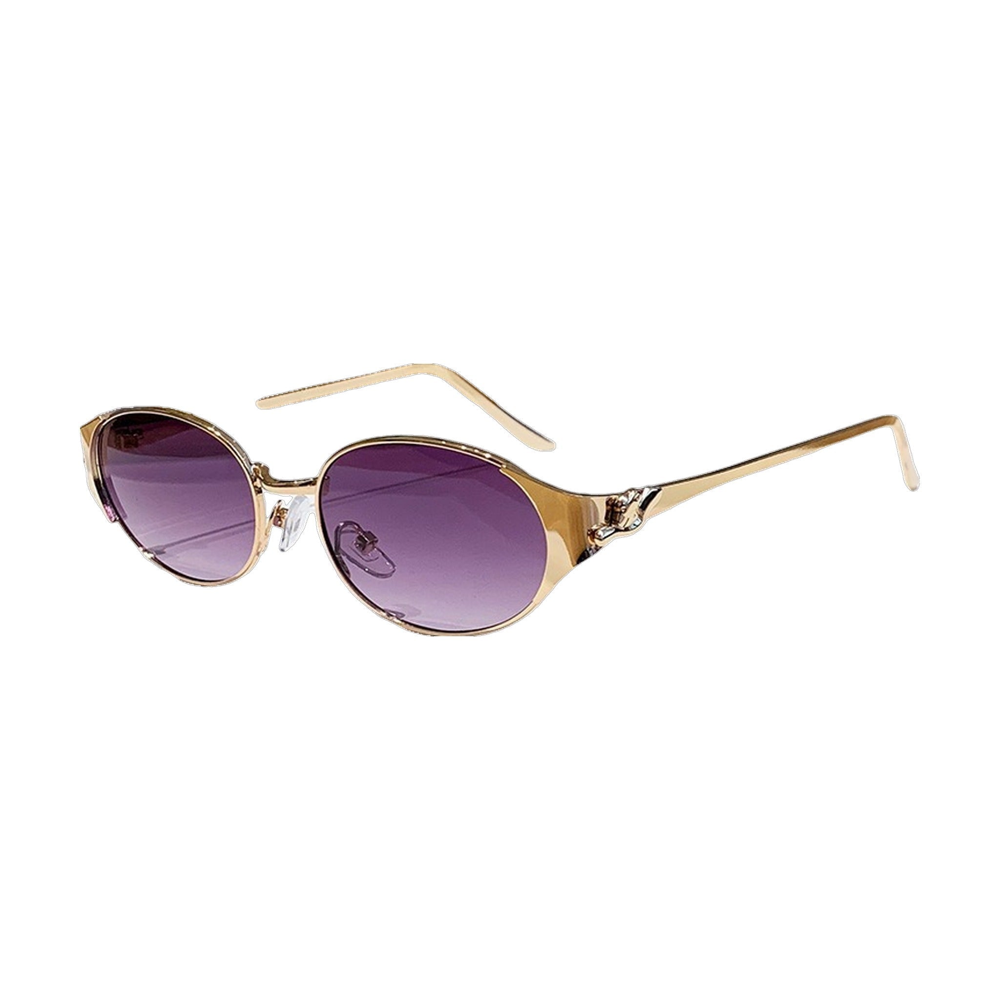 Lenstorm LS755428 Leopard Temple Metal Oval Sunglasses