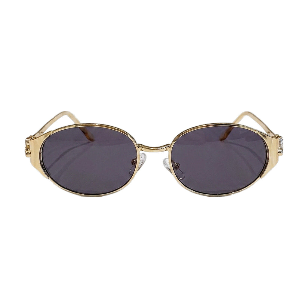 Lenstorm LS755428 Leopard Temple Metal Oval Sunglasses