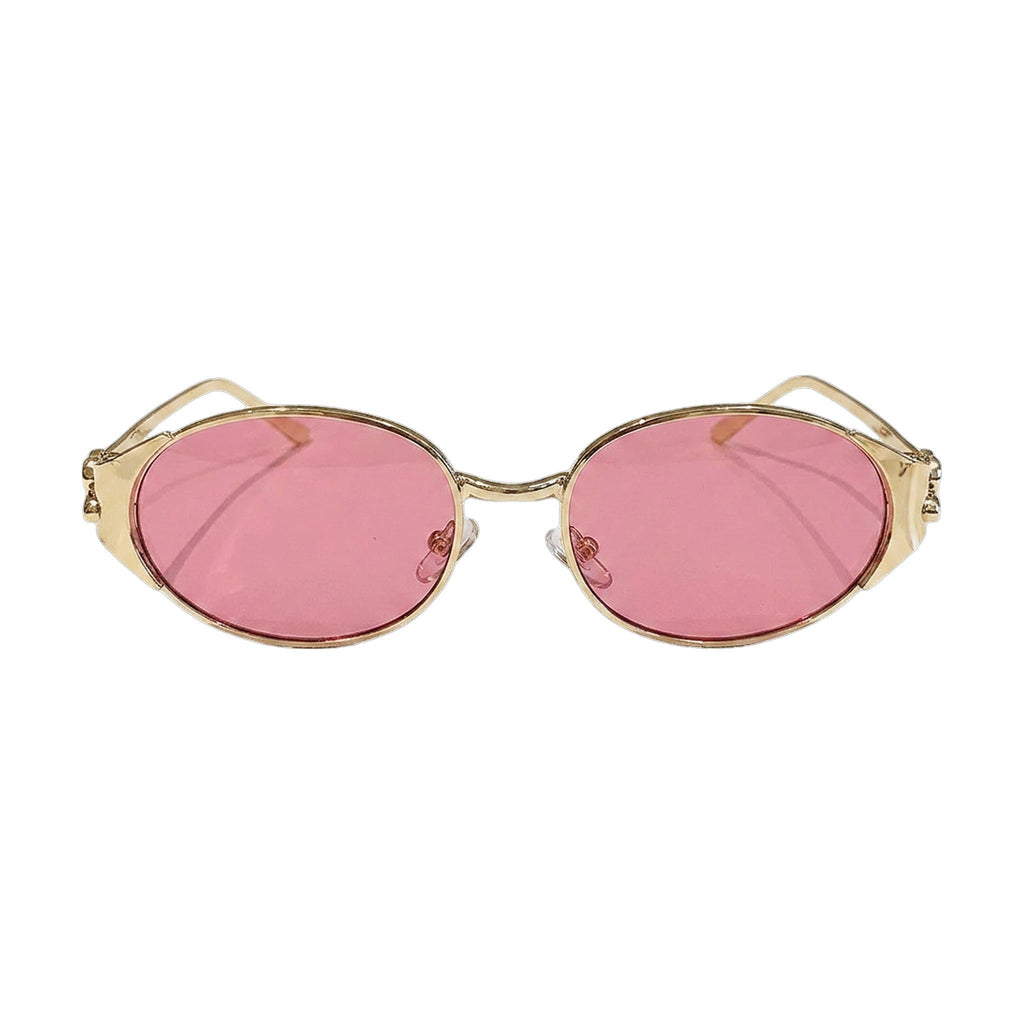 Lenstorm LS755428 Leopard Temple Metal Oval Sunglasses
