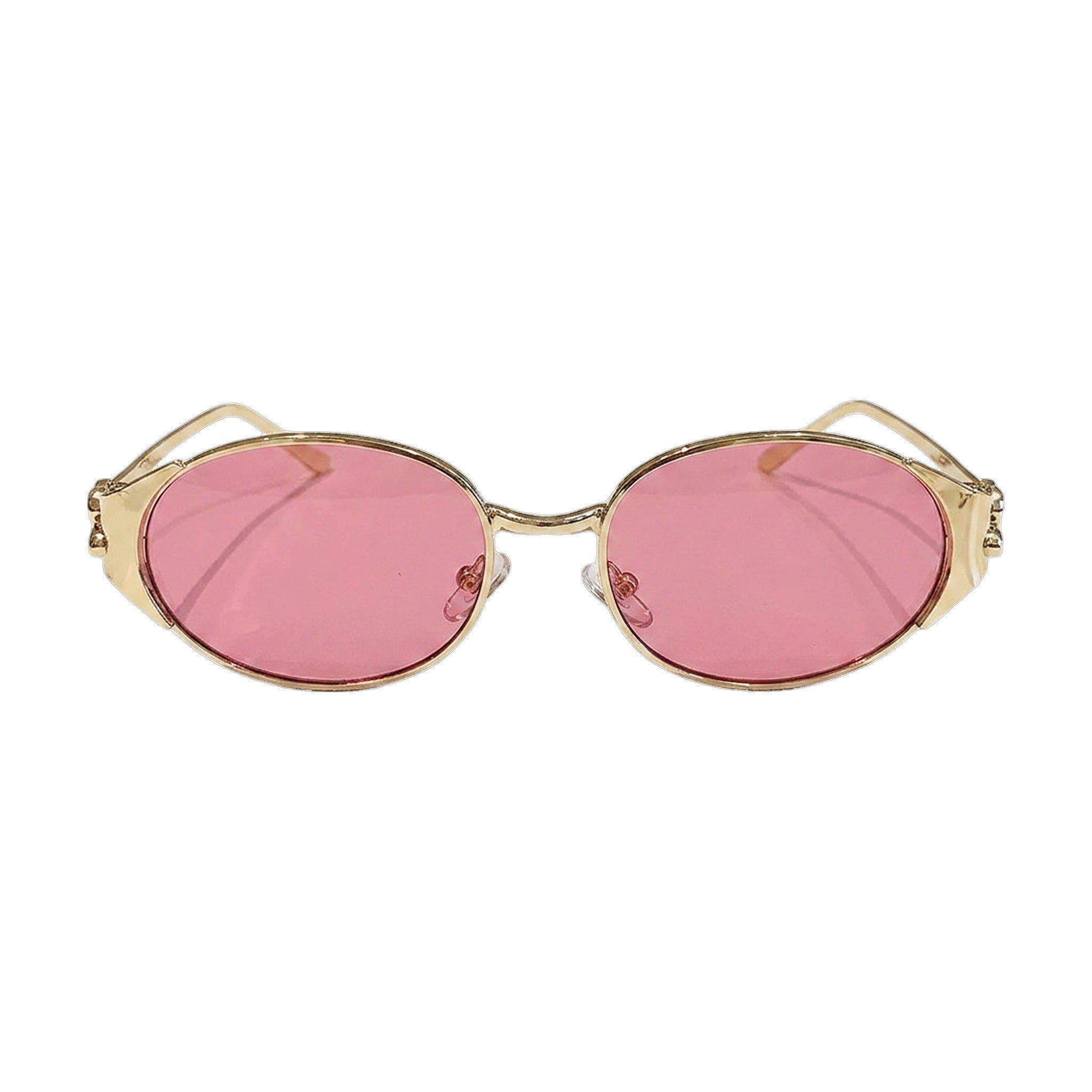 Lenstorm LS755428 Leopard Temple Metal Oval Sunglasses