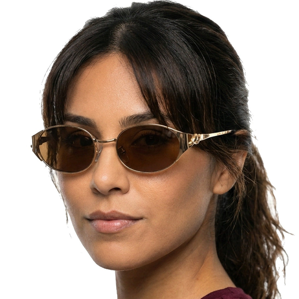 Lenstorm LS755428 Leopard Temple Metal Oval Sunglasses