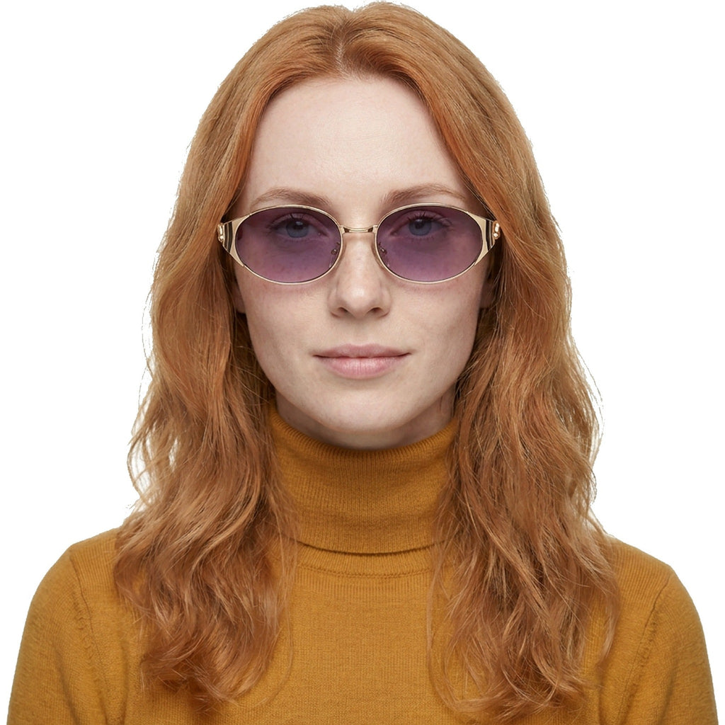 Lenstorm LS755428 Leopard Temple Metal Oval Sunglasses