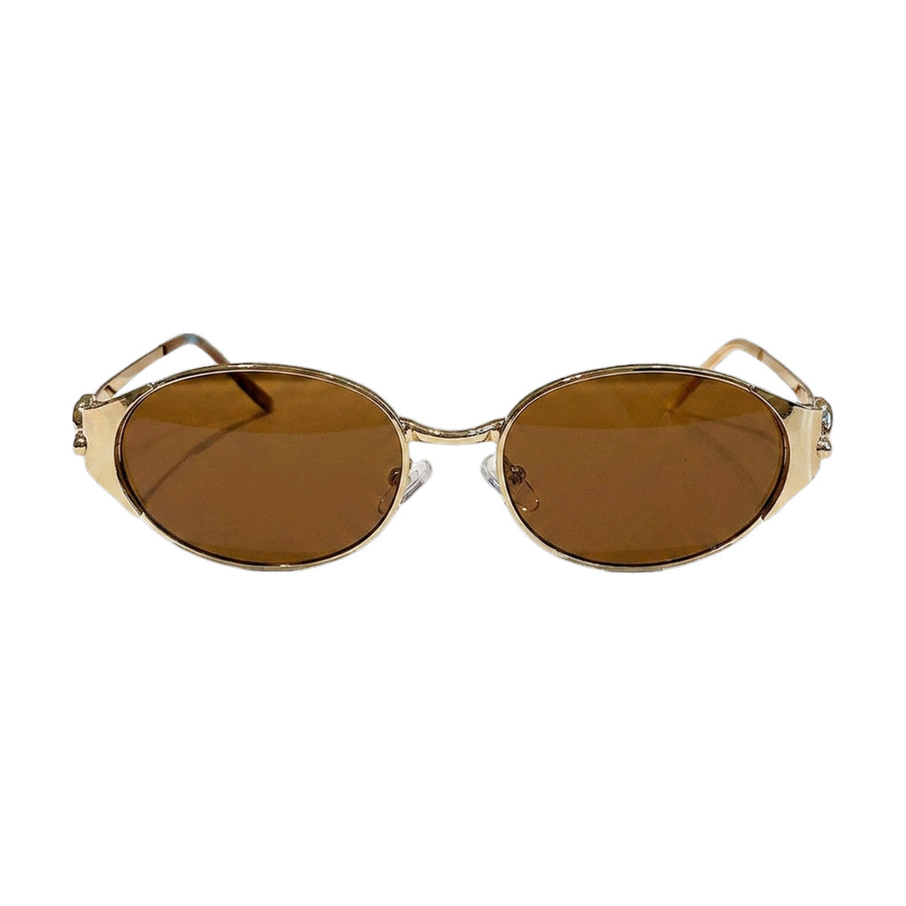 Lenstorm LS755428 Leopard Temple Metal Oval Sunglasses