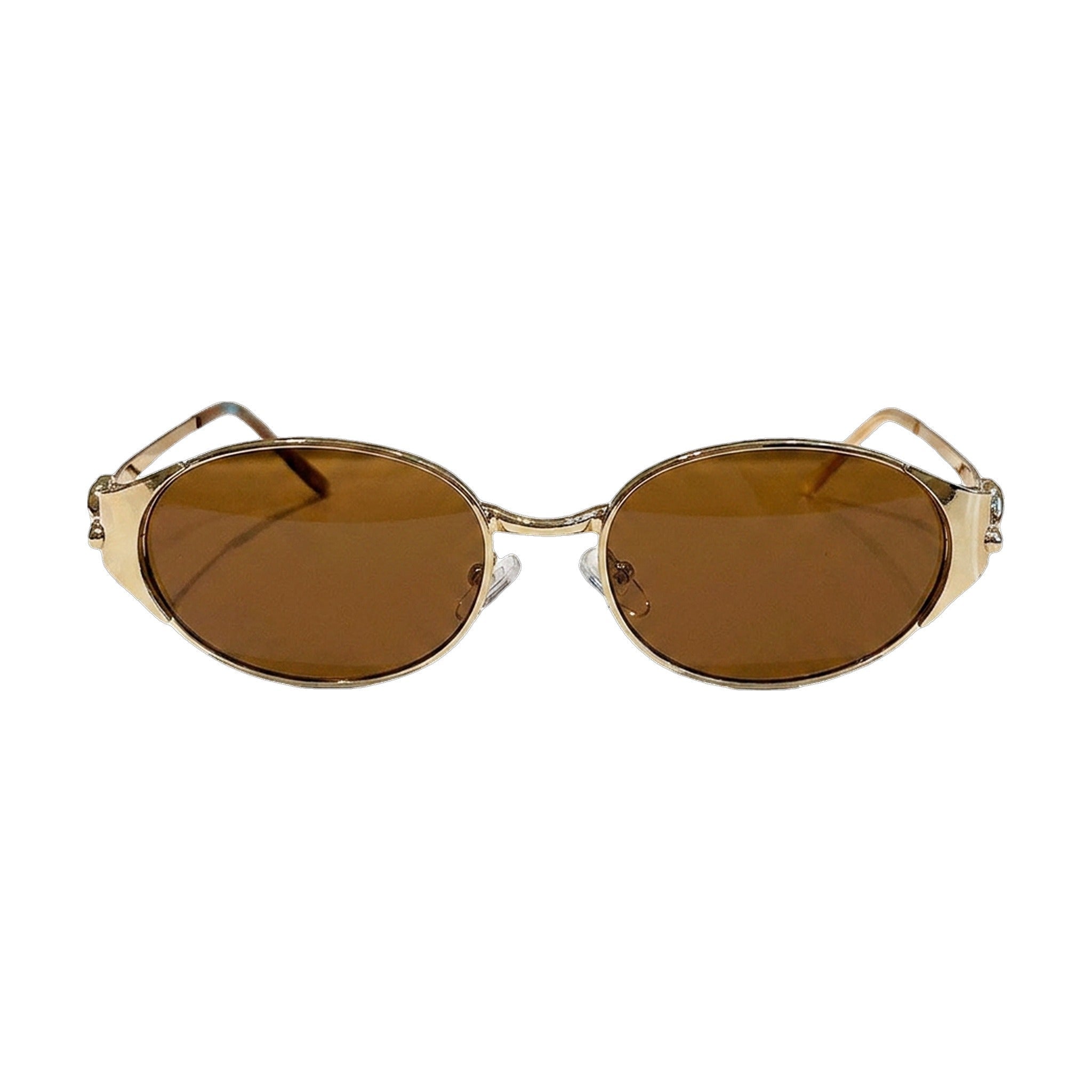 Lenstorm LS755428 Leopard Temple Metal Oval Sunglasses