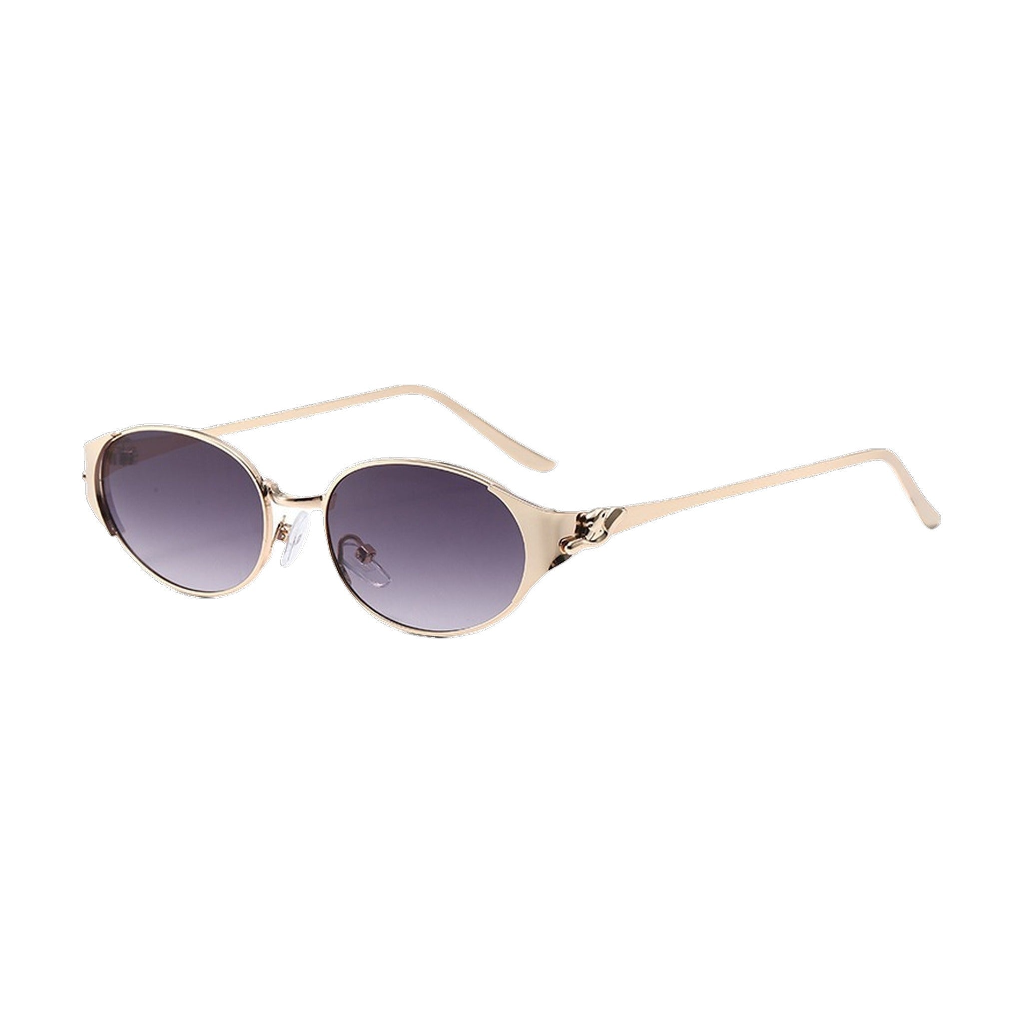 Lenstorm LS755428 Leopard Temple Metal Oval Sunglasses