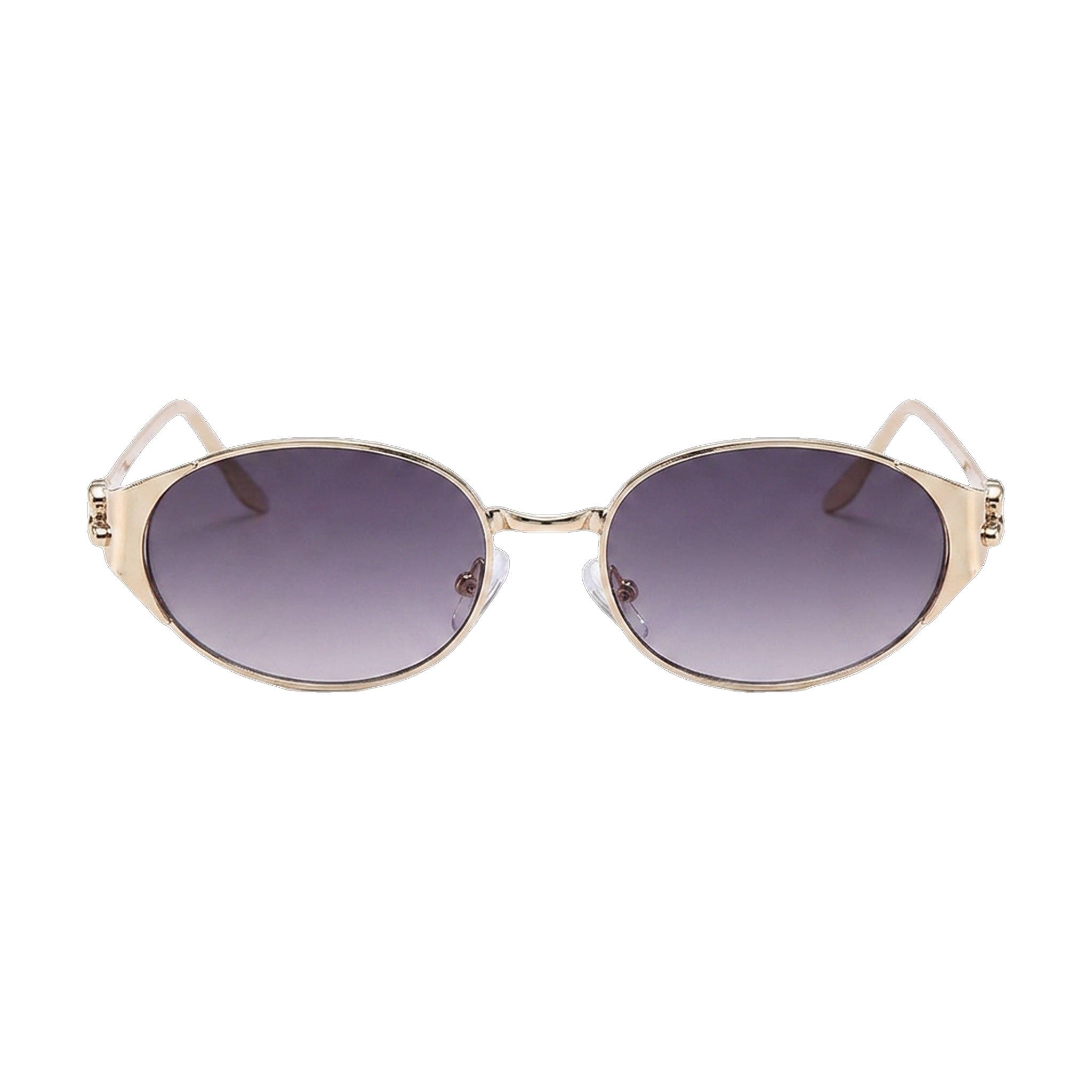 Lenstorm LS755428 Leopard Temple Metal Oval Sunglasses
