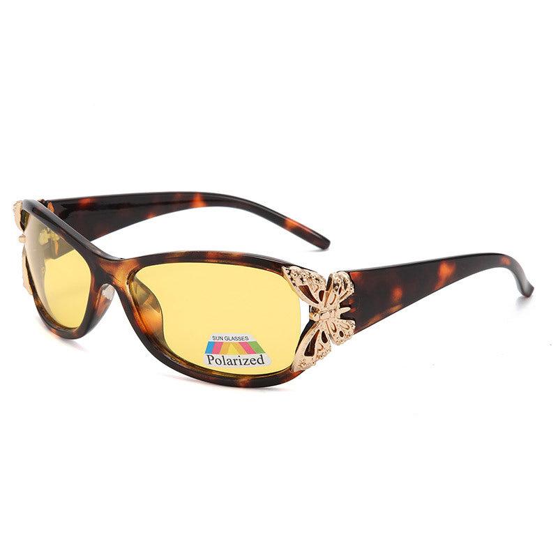 Lenstorm T1017 Butterfly Decor Y2K Women's Polarized Sunglasses