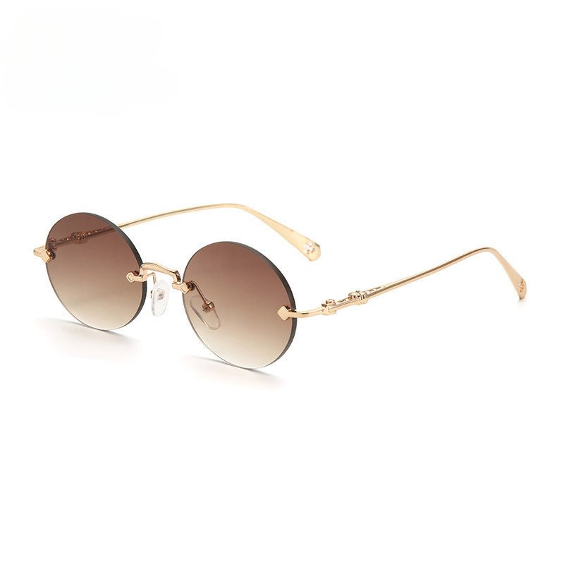 Lenstorm T1032 Frameless Metal Oval Diamond - Cut UV Protection Sunglasses