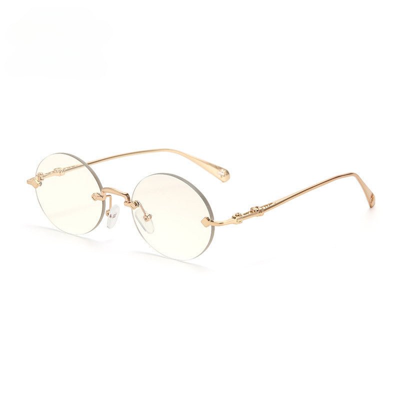 Lenstorm T1032 Frameless Metal Oval Diamond - Cut UV Protection Sunglasses
