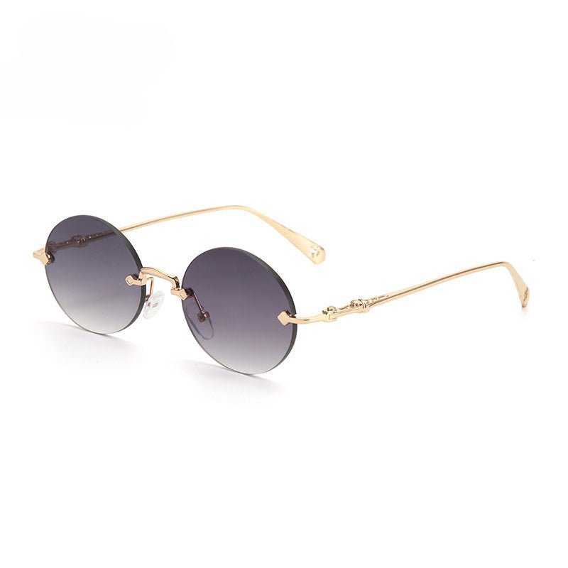 Lenstorm T1032 Frameless Metal Oval Diamond - Cut UV Protection Sunglasses