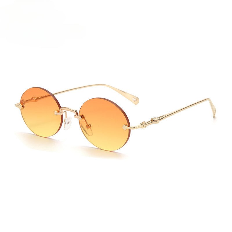 Lenstorm T1032 Frameless Metal Oval Diamond - Cut UV Protection Sunglasses