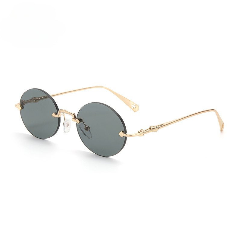 Lenstorm T1032 Frameless Metal Oval Diamond - Cut UV Protection Sunglasses