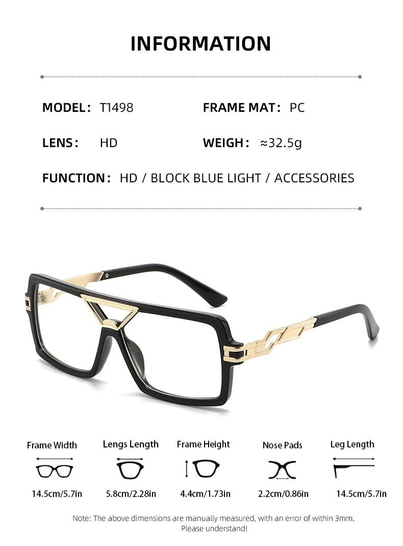 Lenstorm T1498 Oversized Double - Bridge Color - Block Blue Light Blocking Eyeglass Frame