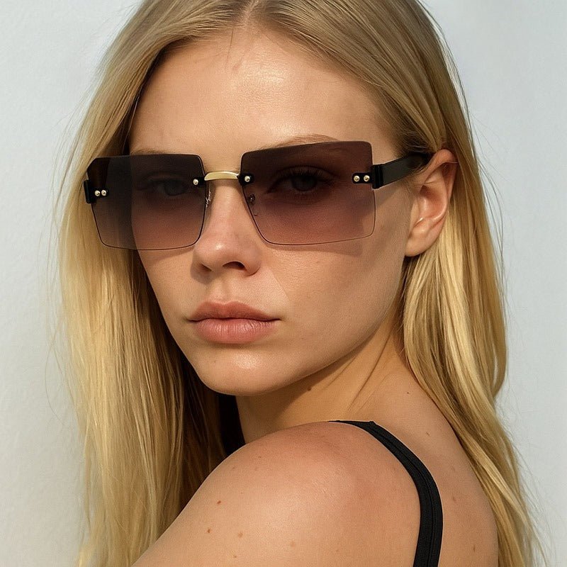 Lenstorm T1500 Frameless Diamond - Cut Square Ocean - Tint Sunglasses