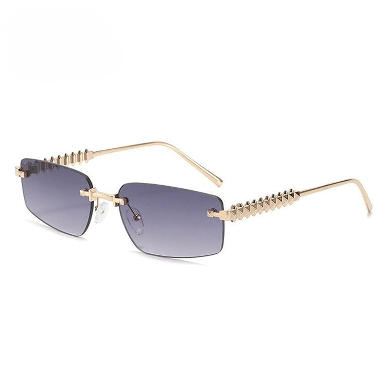 Lenstorm T1550 Rimless Ocean - Tint Gradient Narrow Square Fashion Sunglasses