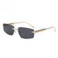 Lenstorm T1550 Rimless Ocean - Tint Gradient Narrow Square Fashion Sunglasses