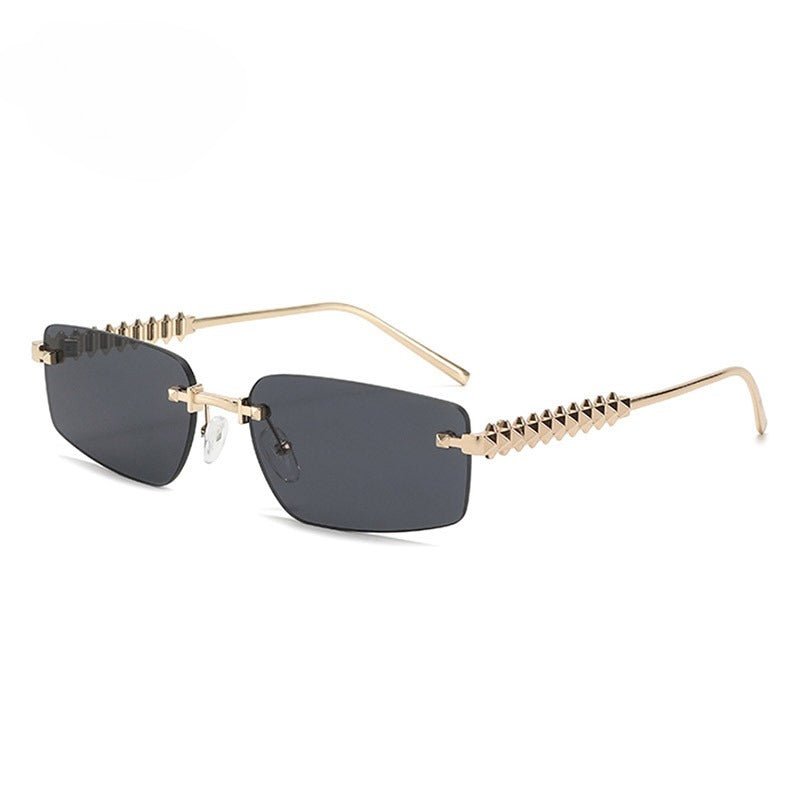 Lenstorm T1550 Rimless Ocean - Tint Gradient Narrow Square Fashion Sunglasses