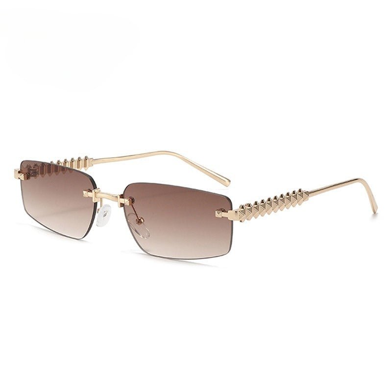 Lenstorm T1550 Rimless Ocean - Tint Gradient Narrow Square Fashion Sunglasses
