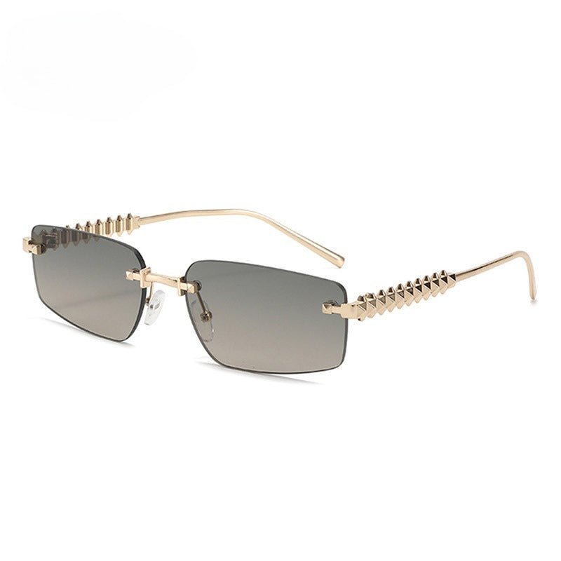 Lenstorm T1550 Rimless Ocean - Tint Gradient Narrow Square Fashion Sunglasses