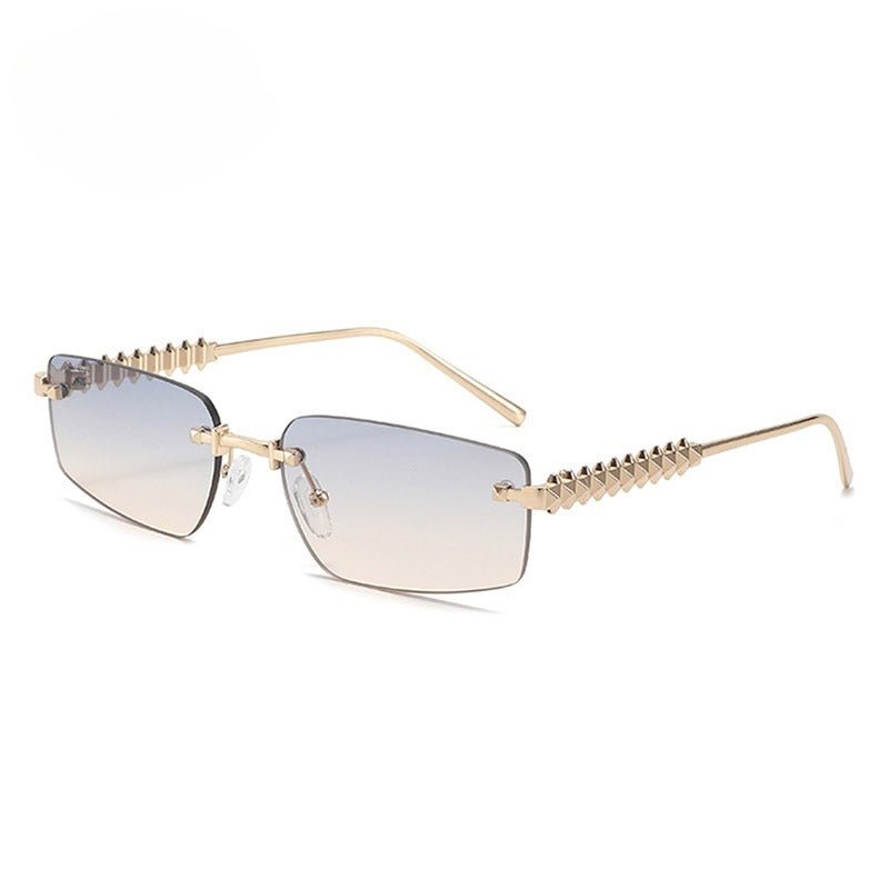 Lenstorm T1550 Rimless Ocean - Tint Gradient Narrow Square Fashion Sunglasses