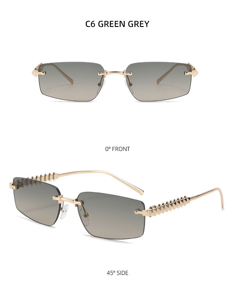 Lenstorm T1550 Rimless Ocean - Tint Gradient Narrow Square Fashion Sunglasses